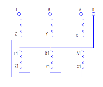 Схема соединения обмотовк нейтралеобразующего трансформатора ТМГ